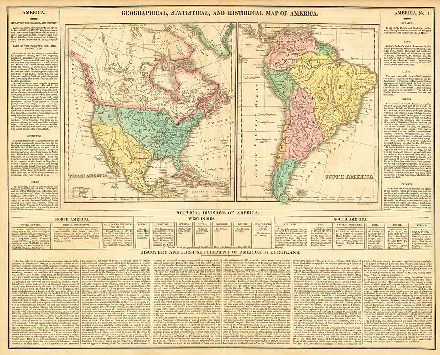 Geographical Statistical and Historical Map of America Philadelphia ...