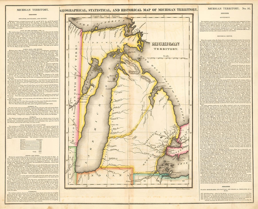 Geographical Statistical and Historical Map of Michigan Territory ...