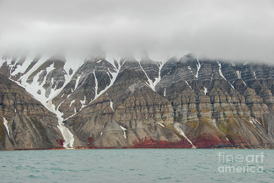 Summer Photograph - Geological Layers in the Hills of Svalbard by Nancy Gleason
