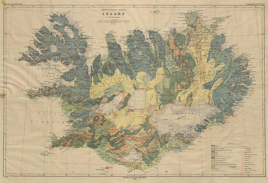 Geological Map of Iceland Drawing by Thorvaldur Thoroddsen - Fine Art 