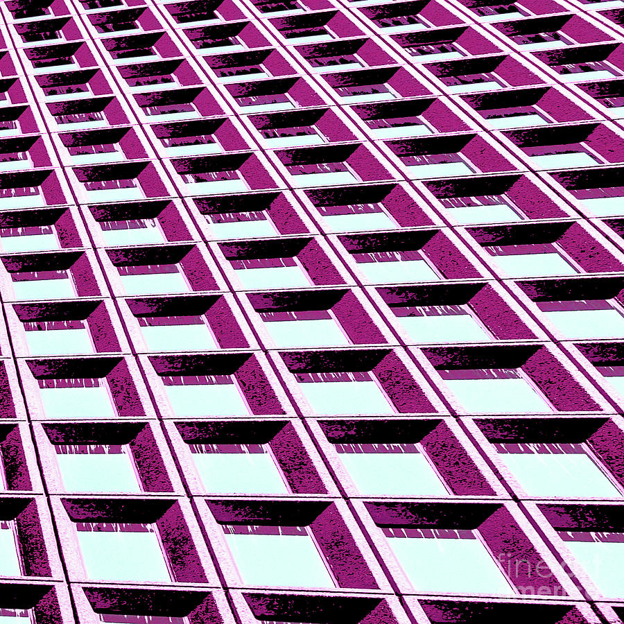 Geometric Abstract Building Pink Digital Art by Edward Fielding