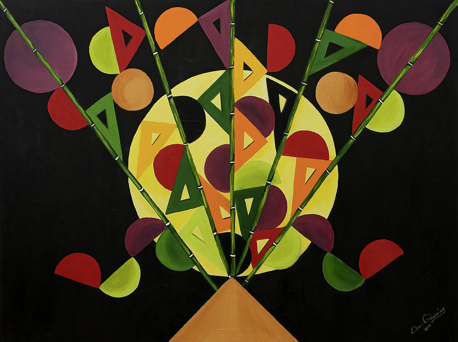Geometric Abstract Center Painting by Dee Browning