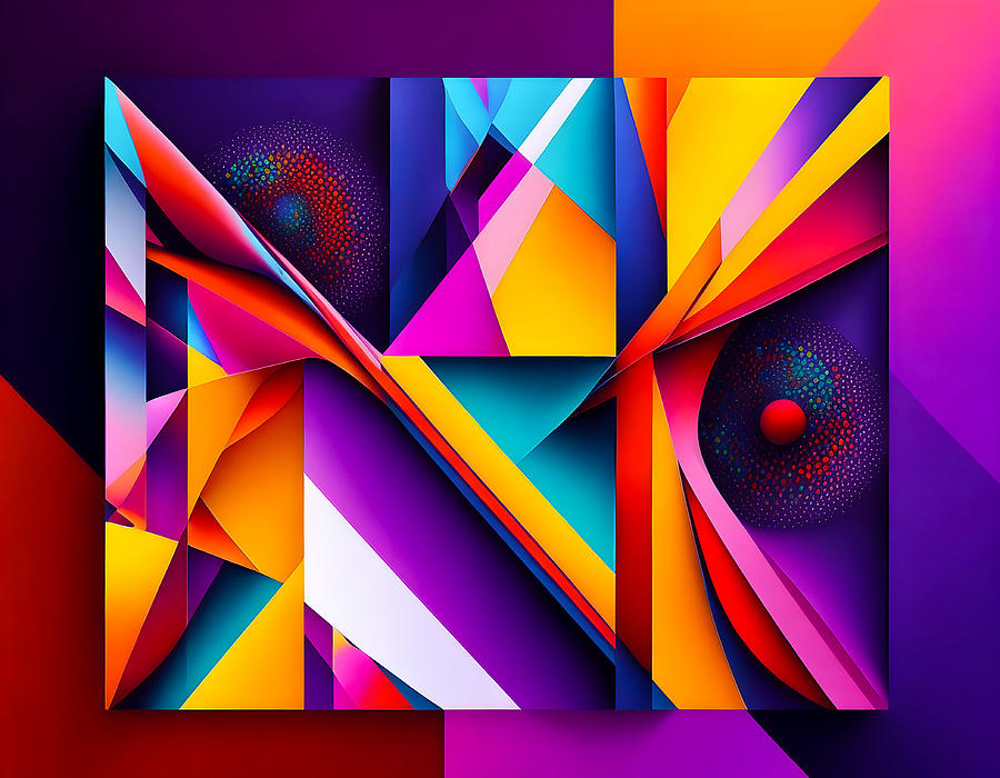 Geometric Abstract Digital Art by Debra Kewley