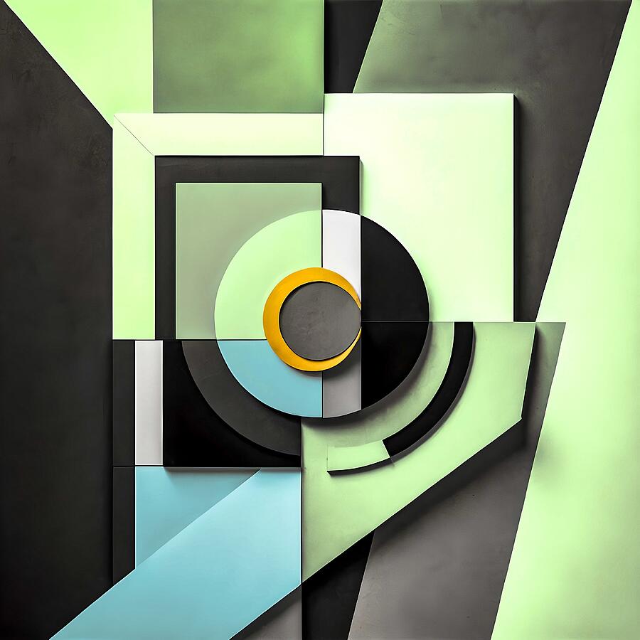 Geometric Abstract Fine Art Print by Bob Orsillo Modern Minimalist Wall Art in Mint Green, Black, Painting by Bob Orsillo Geometric Abstract Fine Art Print by Bob Orsillo Modern Minimalist Wall Art in Mint Green, Black, Painting by Bob Orsillo
