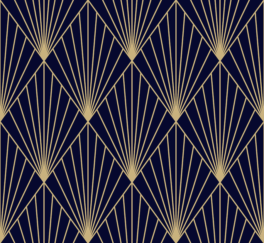 Geometric abstract pattern. Seamless background. Dark blue and gold ...