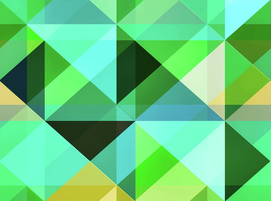 Geometric Abstract Pixel Art in Green and Aqua Digital Art by Gaby Ethington