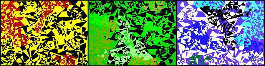 Geometric Abstract Triptych Digital Art