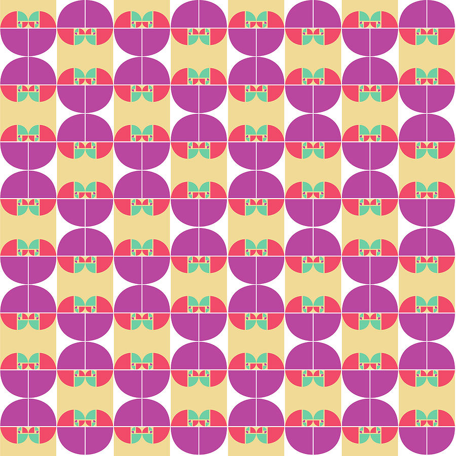 Geometric Bauhaus Pattern - Red Violet Digital Art by Studio Grafiikka