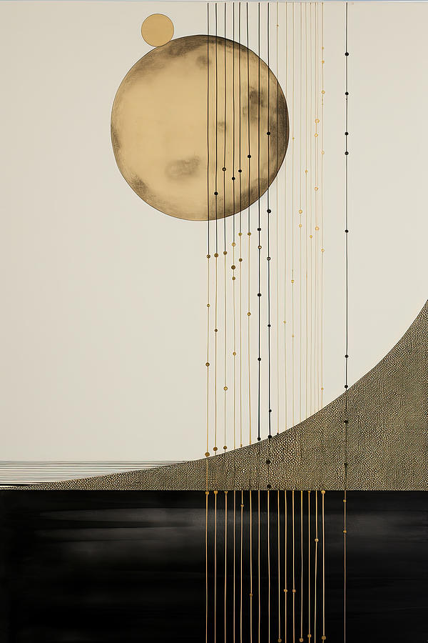 Geometric Black And Gold Moon Art Painting
