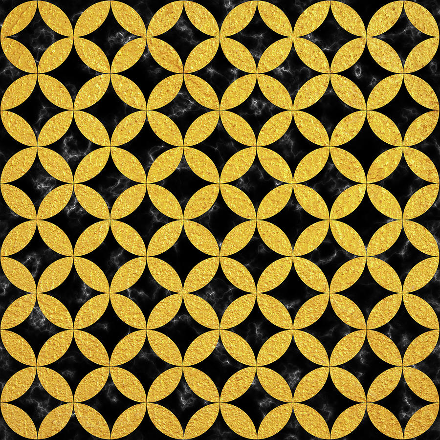 Geometric Circle Pattern 01 - Golden Digital Art