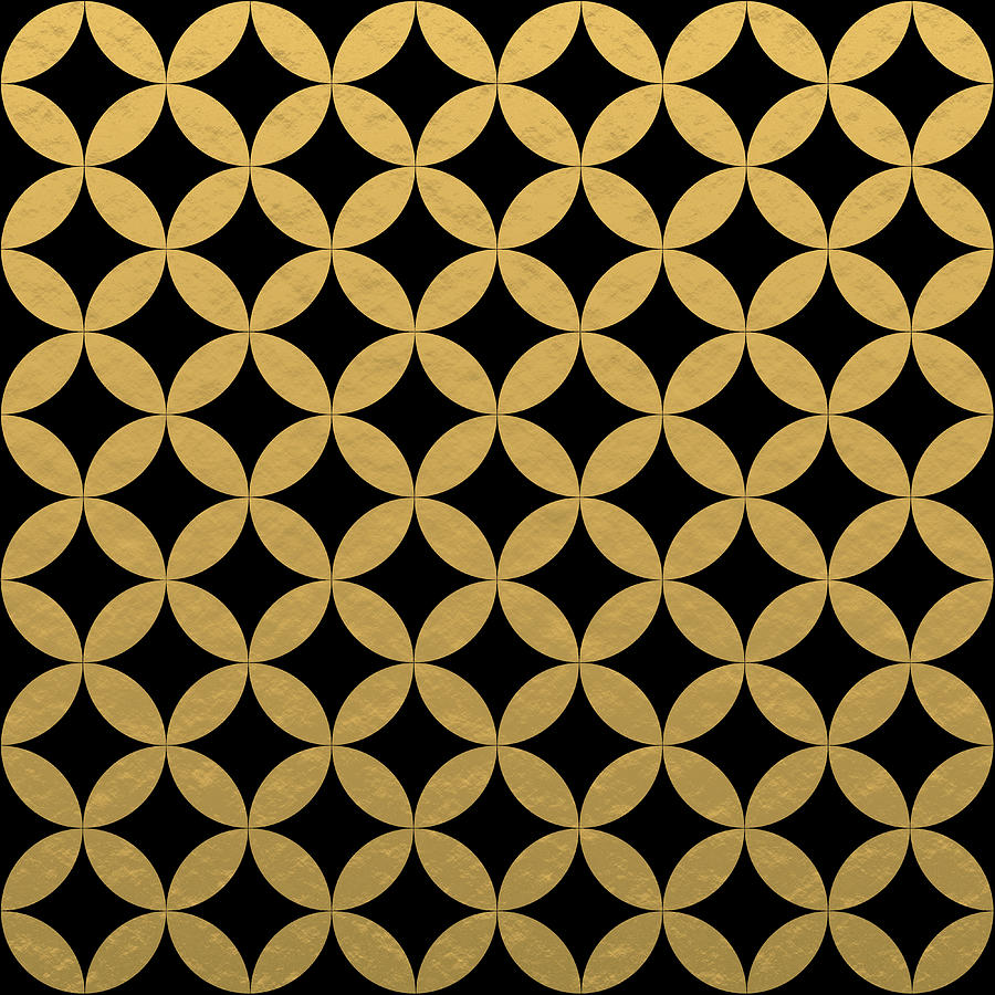 Geometric Circle Pattern - Black, Copper Digital Art