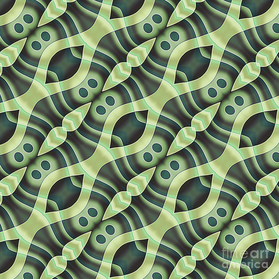 Geometric Designer Pattern 470 - Olive Green Digital Art by Philip Preston