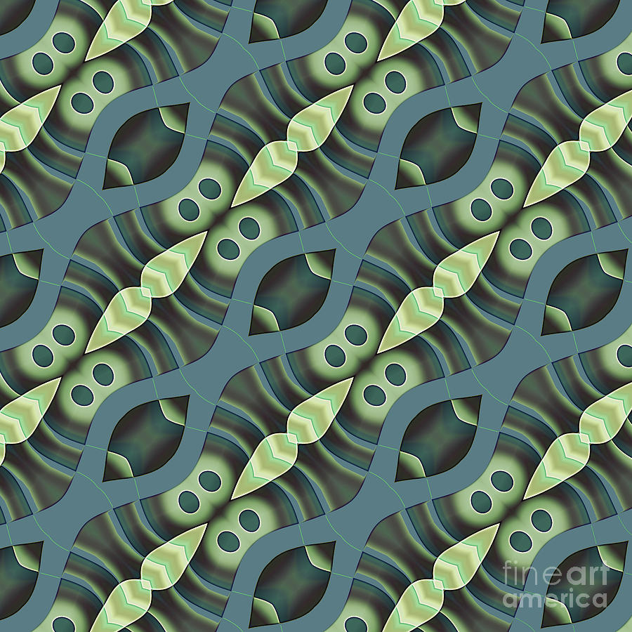 Geometric Designer Pattern 470a - Olive Green Grey Digital Art by Philip Preston