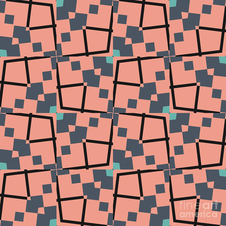 Geometric Designer Pattern 2608 - Orange Grey  Digital Art by Philip Preston