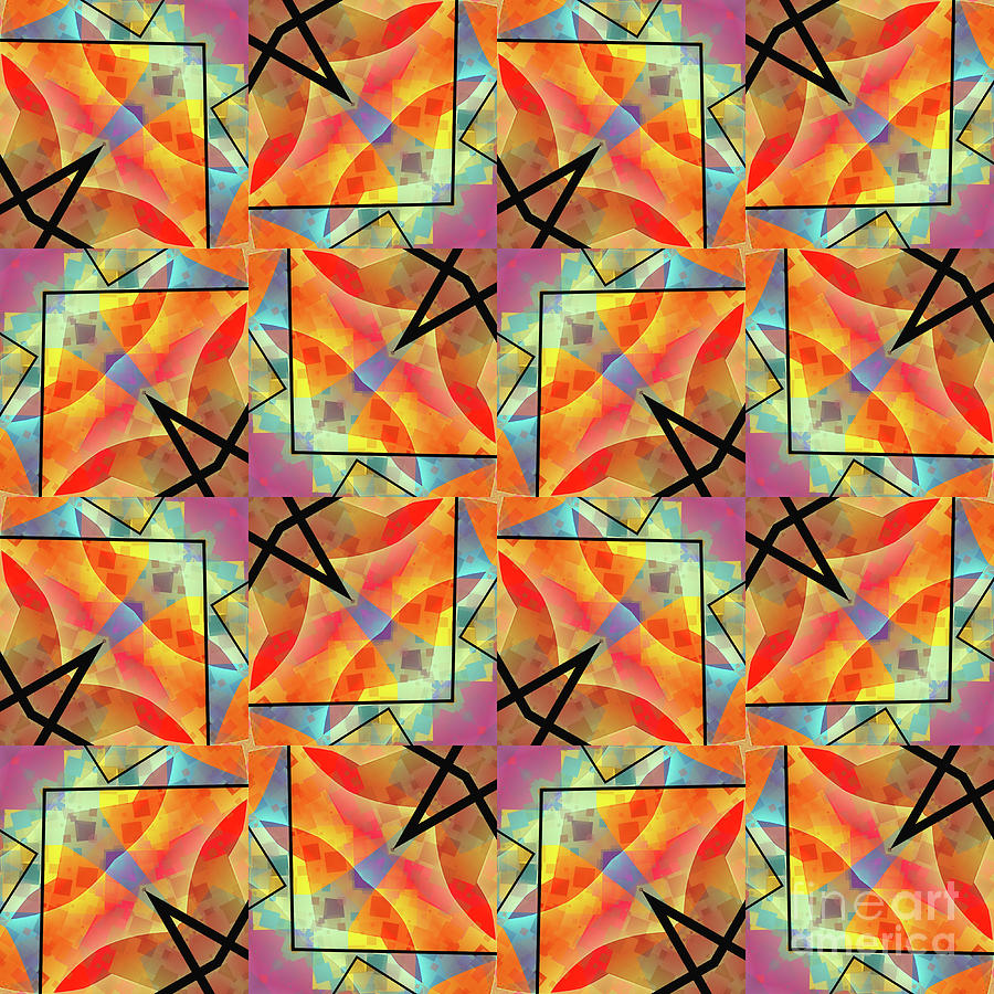 Geometric Designer Pattern 2749 - Orange Grey Digital Art by Philip Preston