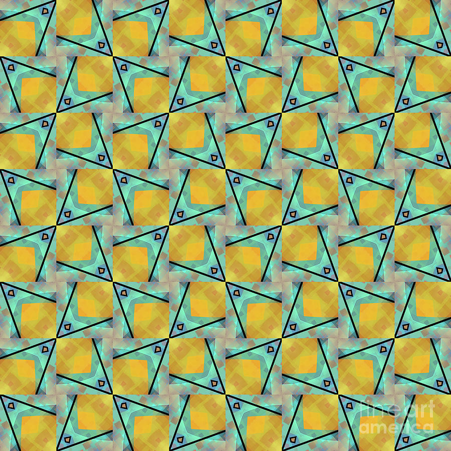 Geometric Designer Pattern 2751 - Orange Green Grey Digital Art by Philip Preston