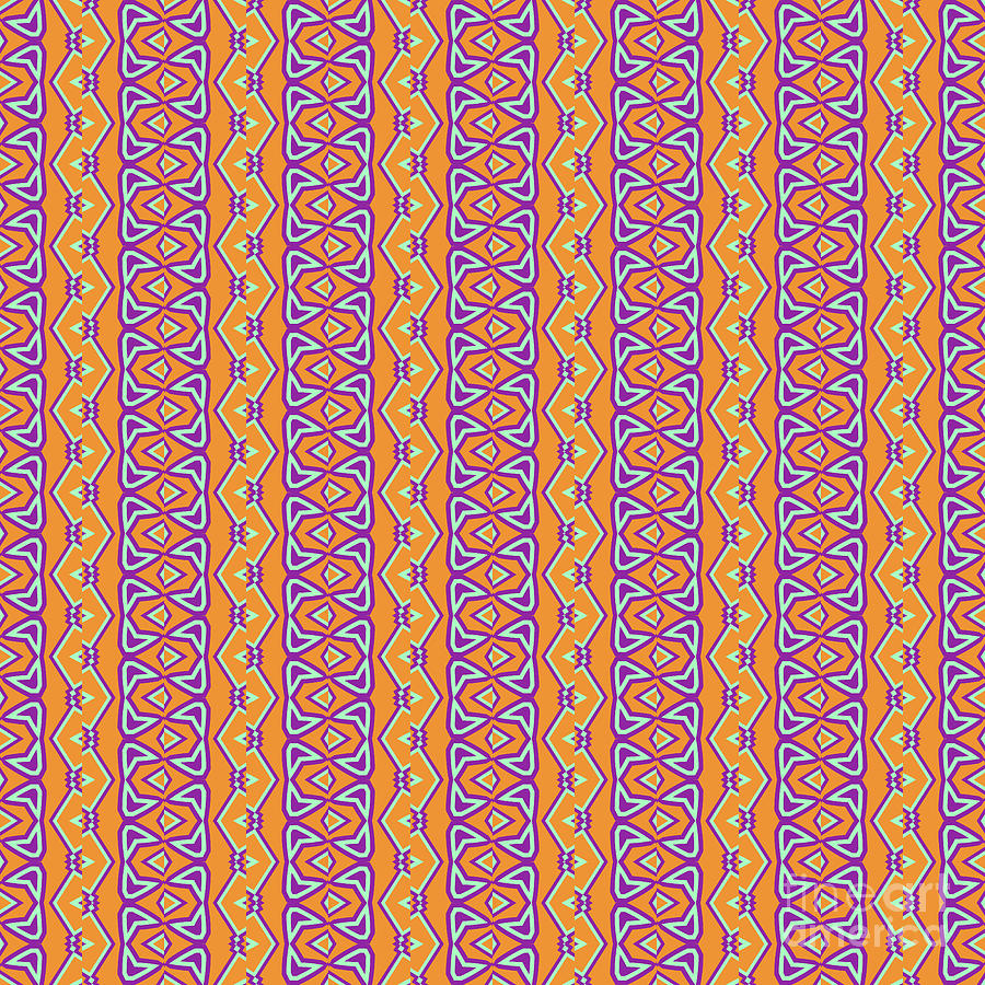 Geometric Designer Pattern 2798 - Orange Grey Blue Digital Art by Philip Preston