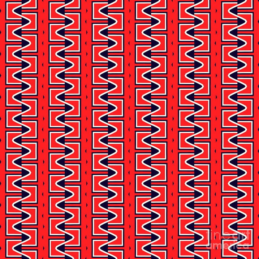 Geometric Designer Pattern 2805 - Red Grey Digital Art by Philip Preston