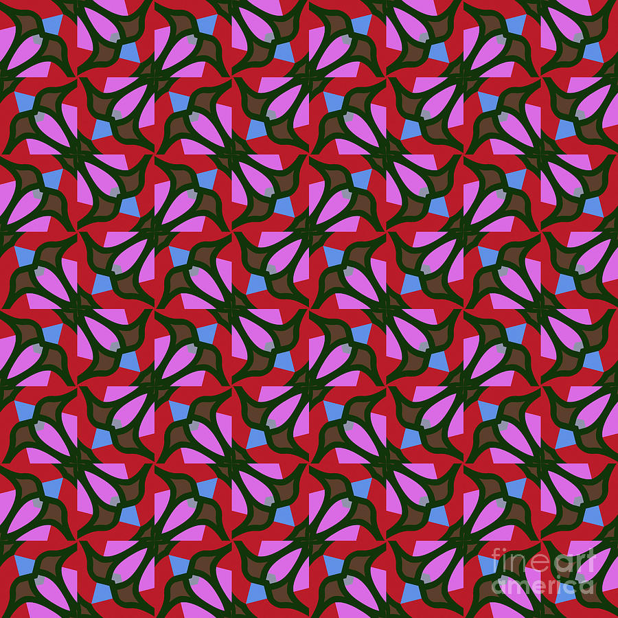 Geometric Designer Pattern 2811 - Red Grey Digital Art by Philip Preston