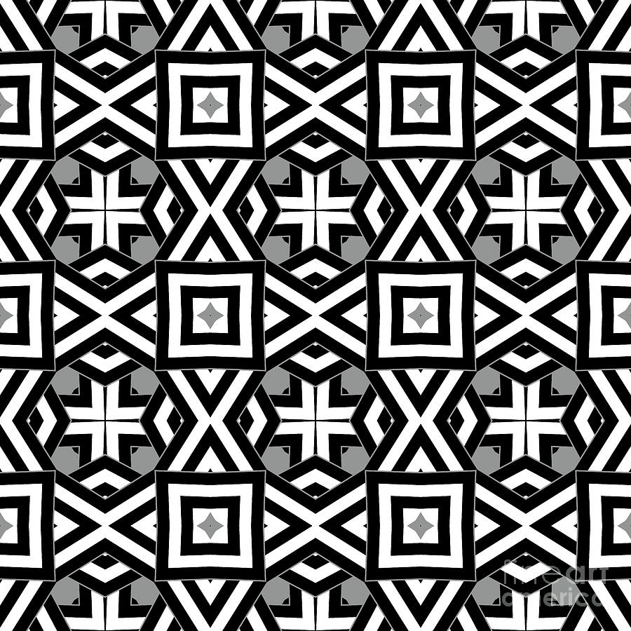 Geometric Designer Pattern 719 - Grey Black Digital Art by Philip Preston