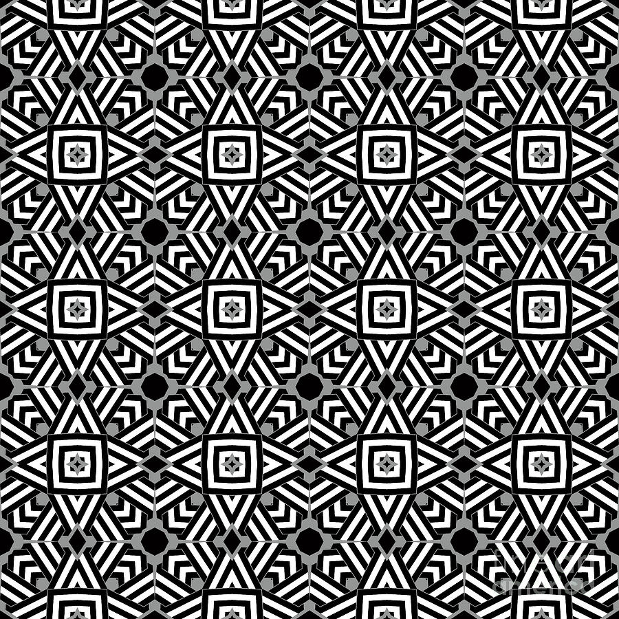 Geometric Designer Pattern 721 -Grey Black Digital Art by Philip Preston