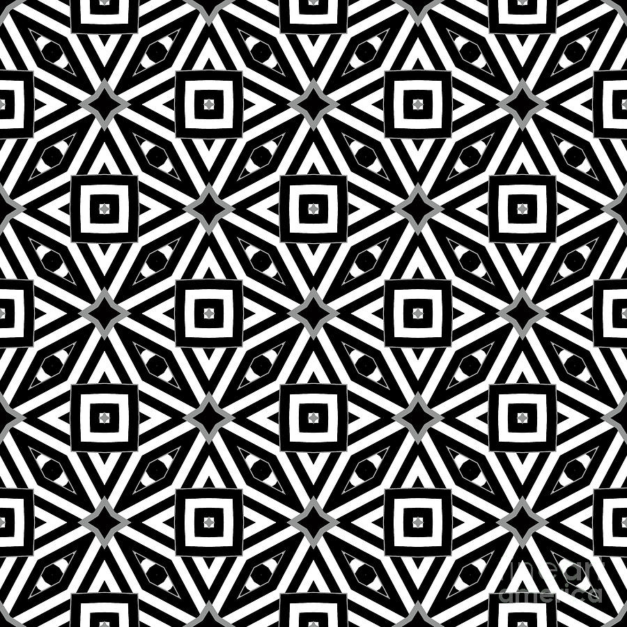 Geometric Designer Pattern 723 - Grey Black Digital Art by Philip Preston