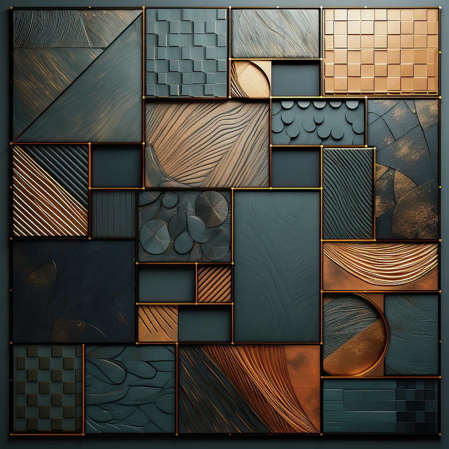 Geometric Elegance Texture Mosaic - AI Art Digital Art by Chris Anson