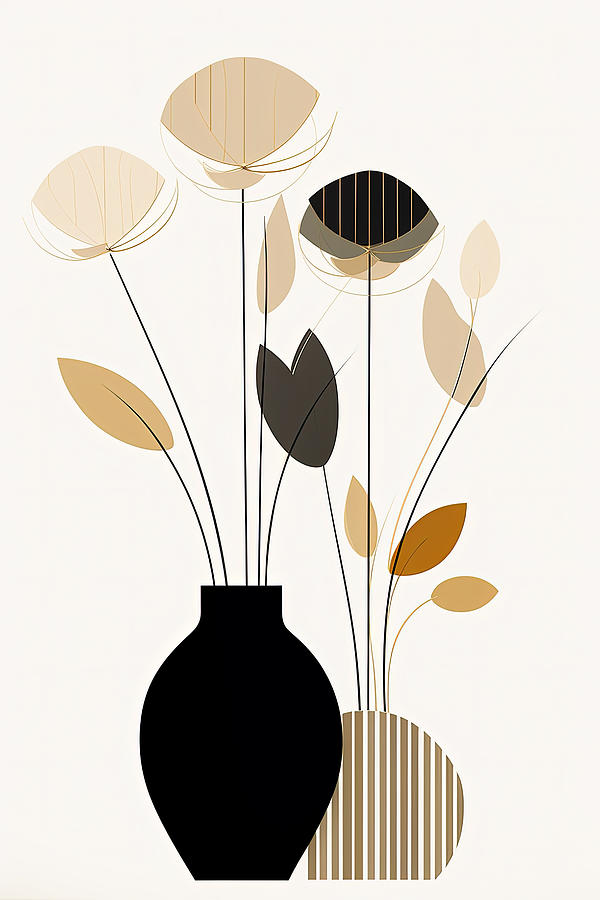 Geometric Flower Vase Art Painting by Lourry Legarde
