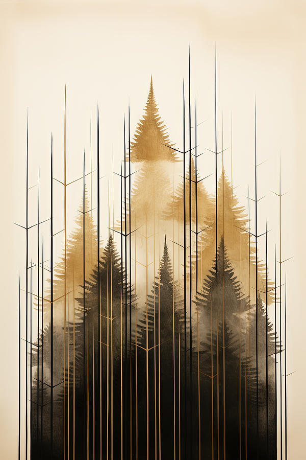 Geometric Forest Pattern Art Painting by Lourry Legarde