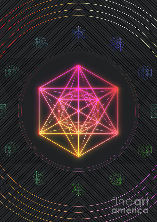 Geometric Glyph and Sigil Art Neon Yellow and Magenta Array n.1343 ...