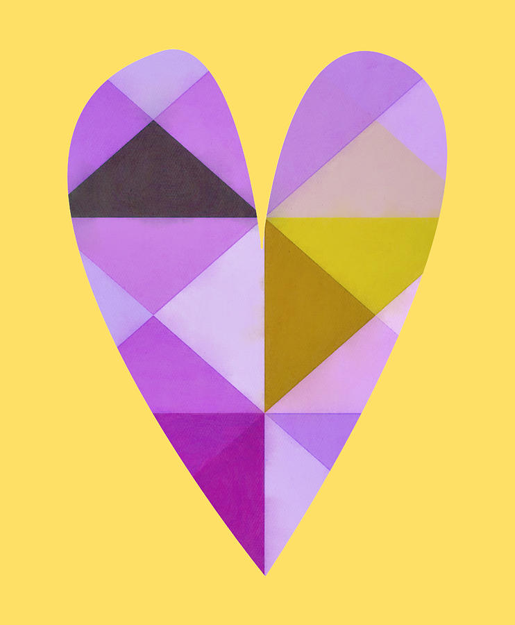 Geometric Heart Art in Purple Digital Art by Gaby Ethington