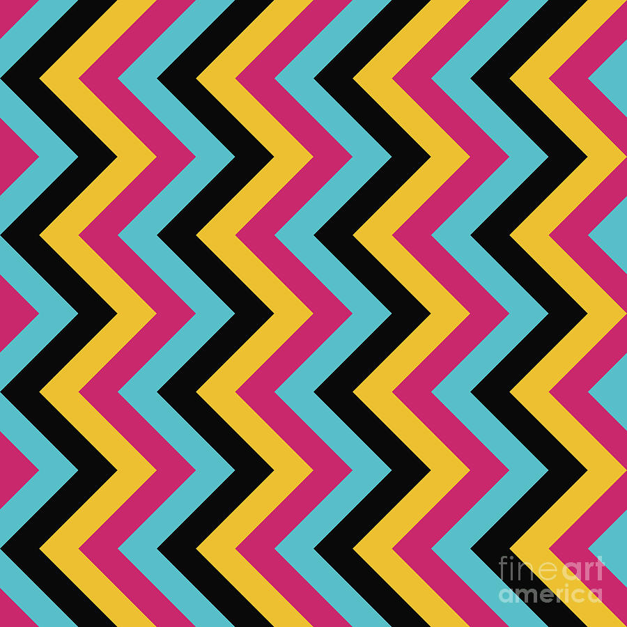Geometric Heavy Chevron Zigzag Pattern In Primary Colors N.018 Painting