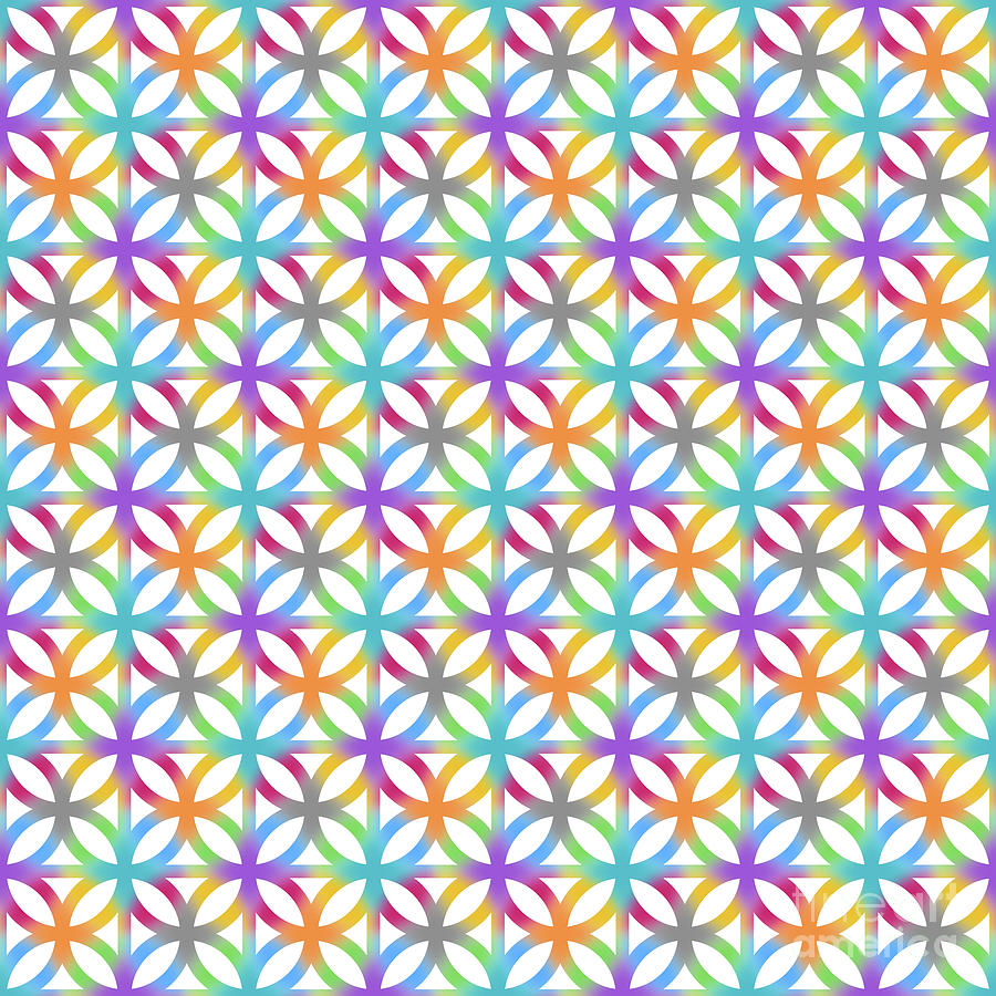 Geometric Heavy Four Leaf Circle Tile Pattern in Crayon Rainbow Colors n.758 Painting by Holy Rock Design