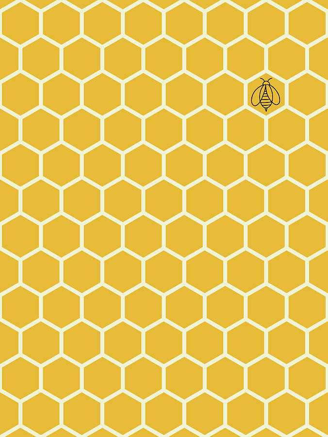 Summer Digital Art - Geometric Honeycomb by Ink Well
