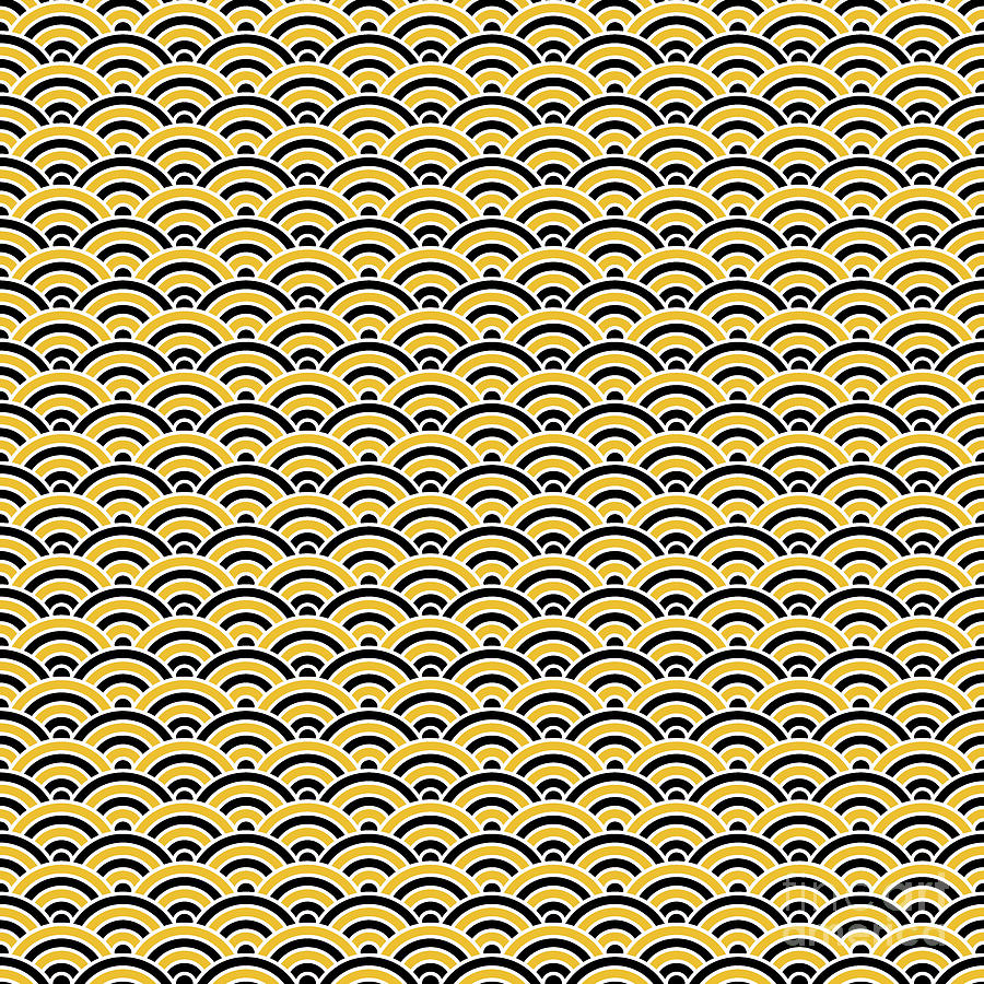 Geometric Inverted Japanese Seigaiha Pattern in Yellow n.775 Painting by Holy Rock Design