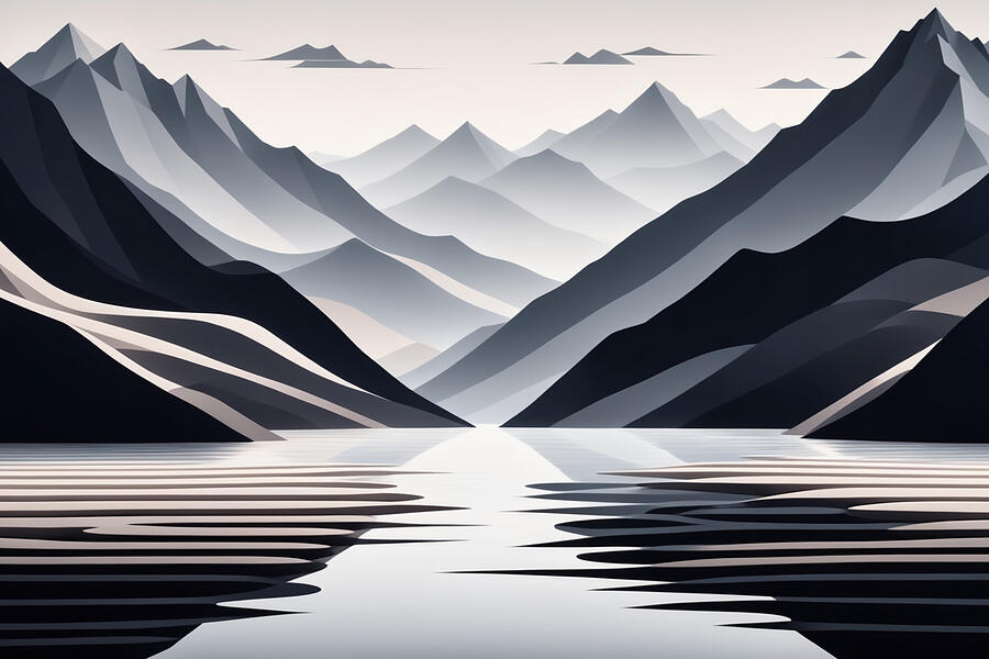 Mountain Digital Art - Geometric Landscape 1 by Frankie Soldado