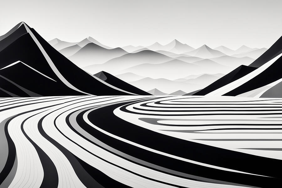 Mountain Digital Art - Geometric Landscape 16 by Frankie Soldado