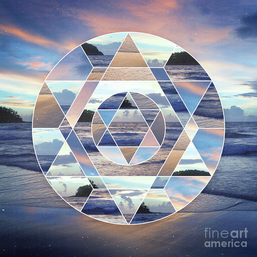 Geometric Ocean Abstract Mixed Media by Phil Perkins
