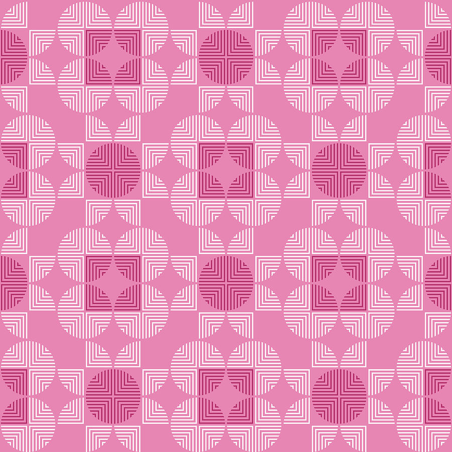 Geometric Organic Shapes Pattern - Pink Digital Art