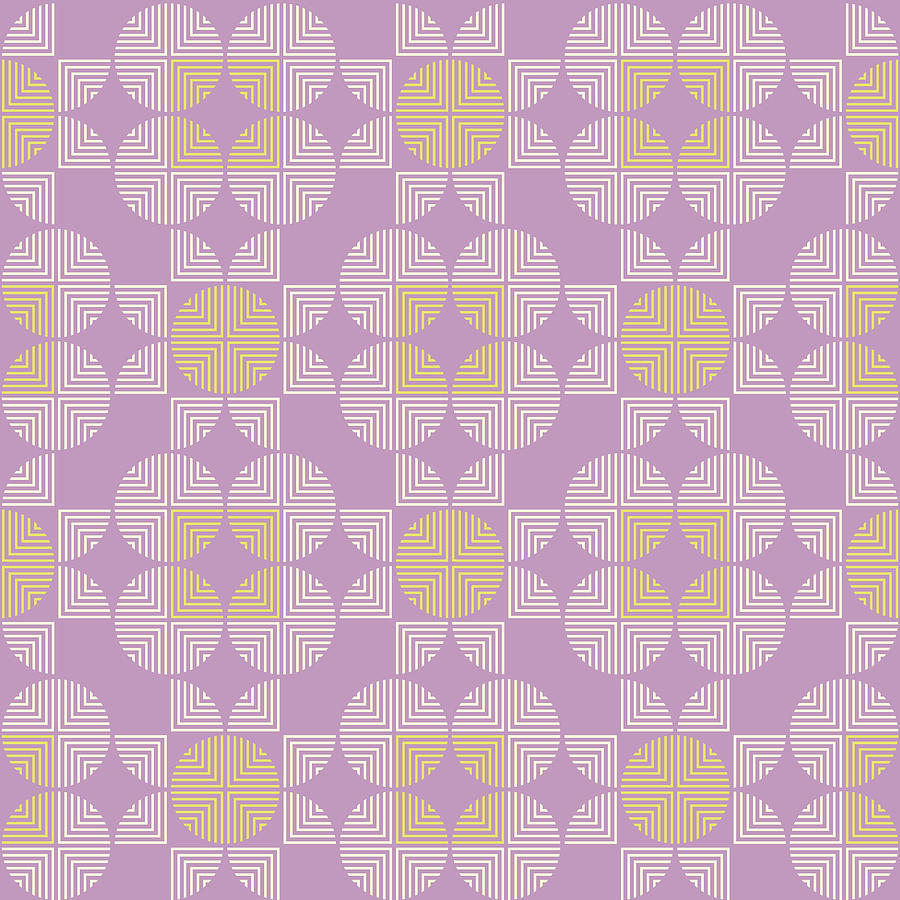 Geometric Organic Shapes Pattern - Purple Digital Art