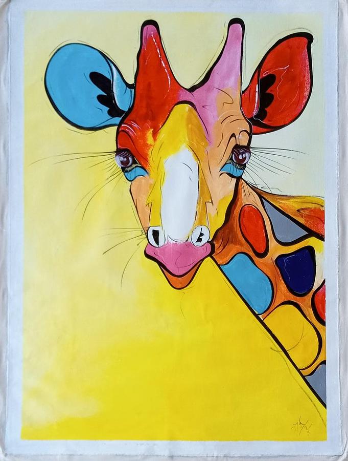 Abstract Painting - Giraffe abstract painting by Karongo