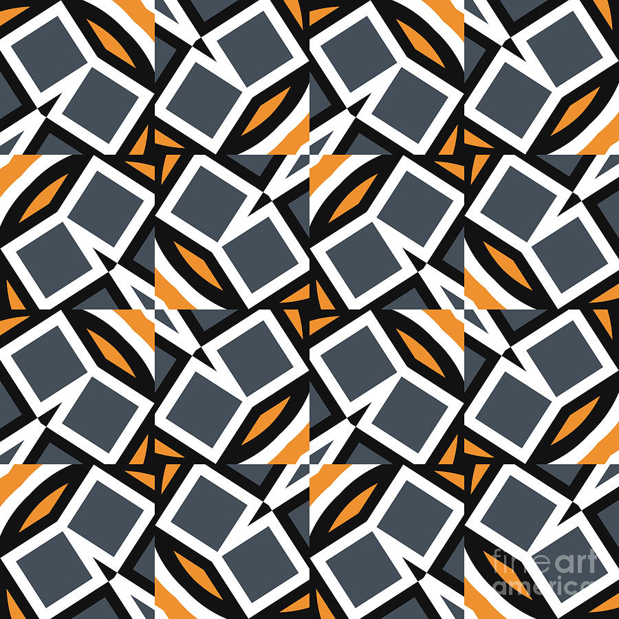 Geometric Pattern 2600 - Grey Orange Digital Art by Philip Preston