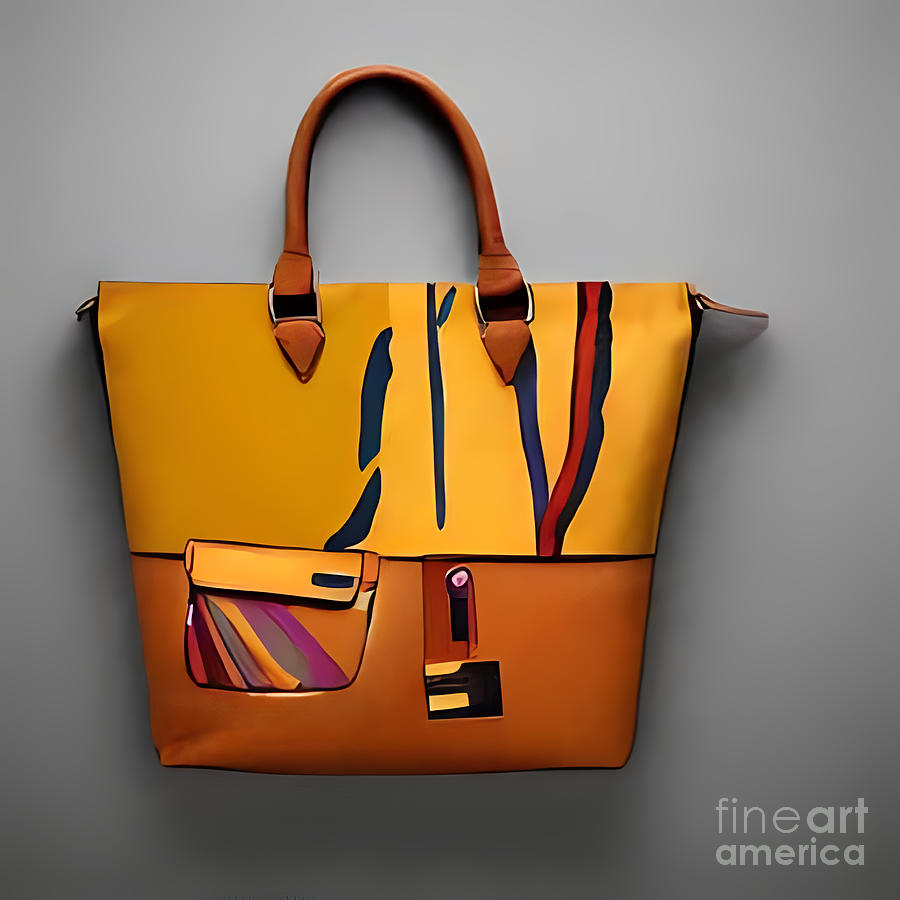 Geometric Patterns on Orange and Yellow Tote Bag - 3D Digital Art by ...