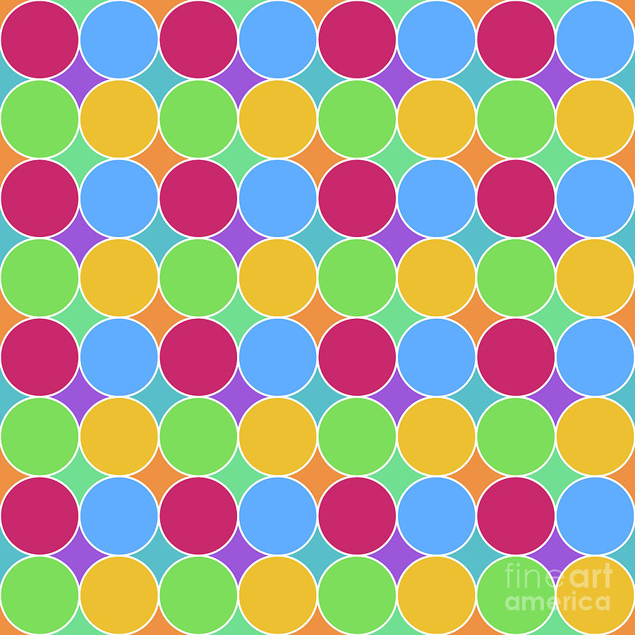 Geometric Repeating Simple Circle Pattern In Crayon Rainbow Colors N.131 Painting