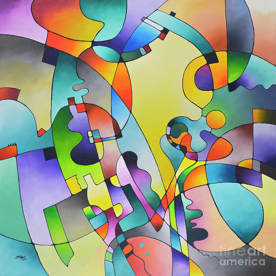 Geometric Rhythms Painting by Sally Trace