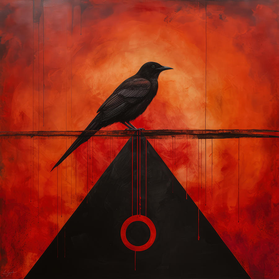 Raven Painting - Geometric Solace by Lourry Legarde