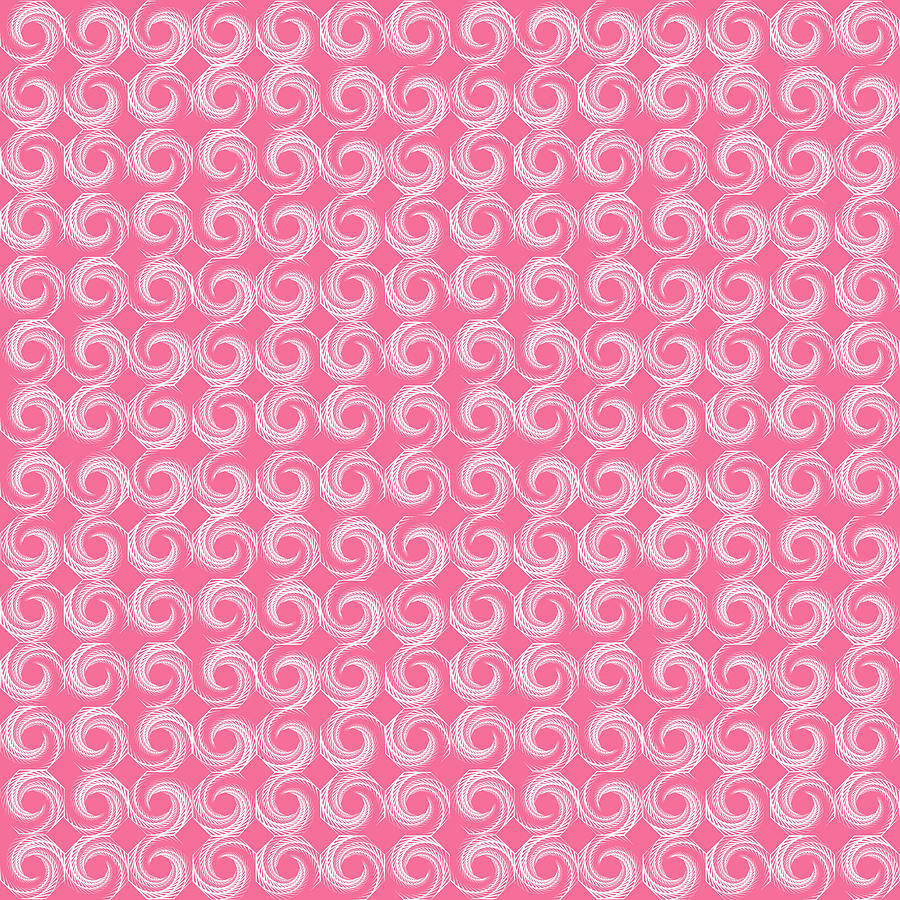 Vintage Digital Art - Geometric Spiral Pattern - Pink by Studio Grafiikka