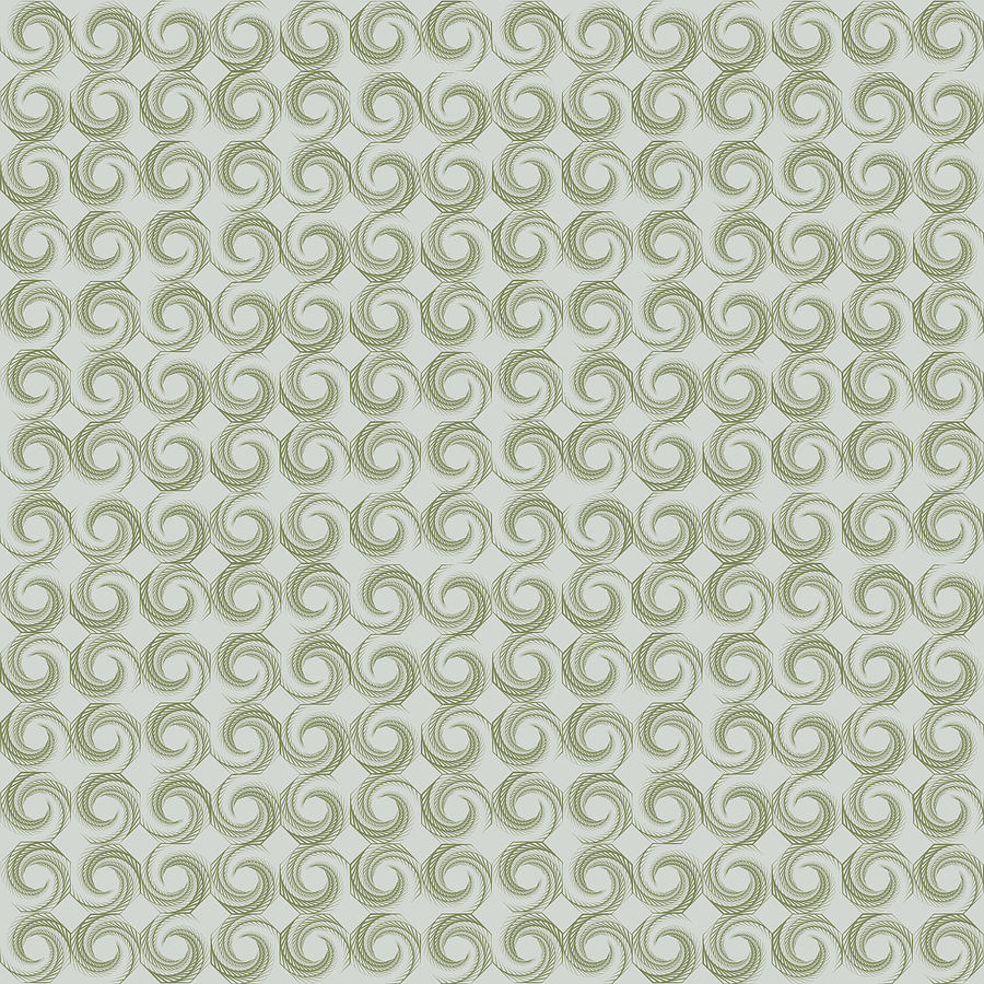 Geometric Spiral Pattern - Tea Green  Digital Art by Studio Grafiikka