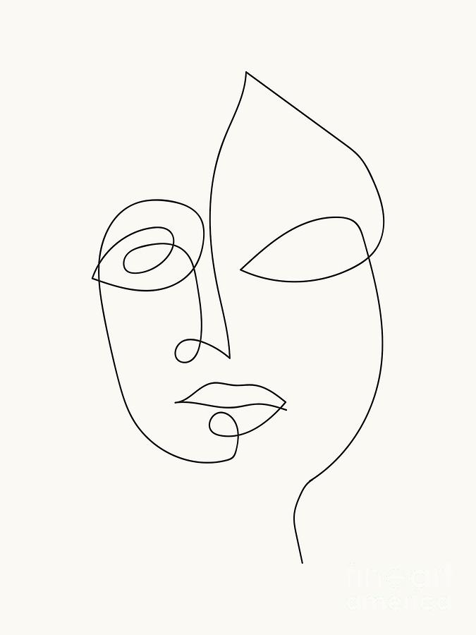 Geometric Women Face Digital Art by Trindira A