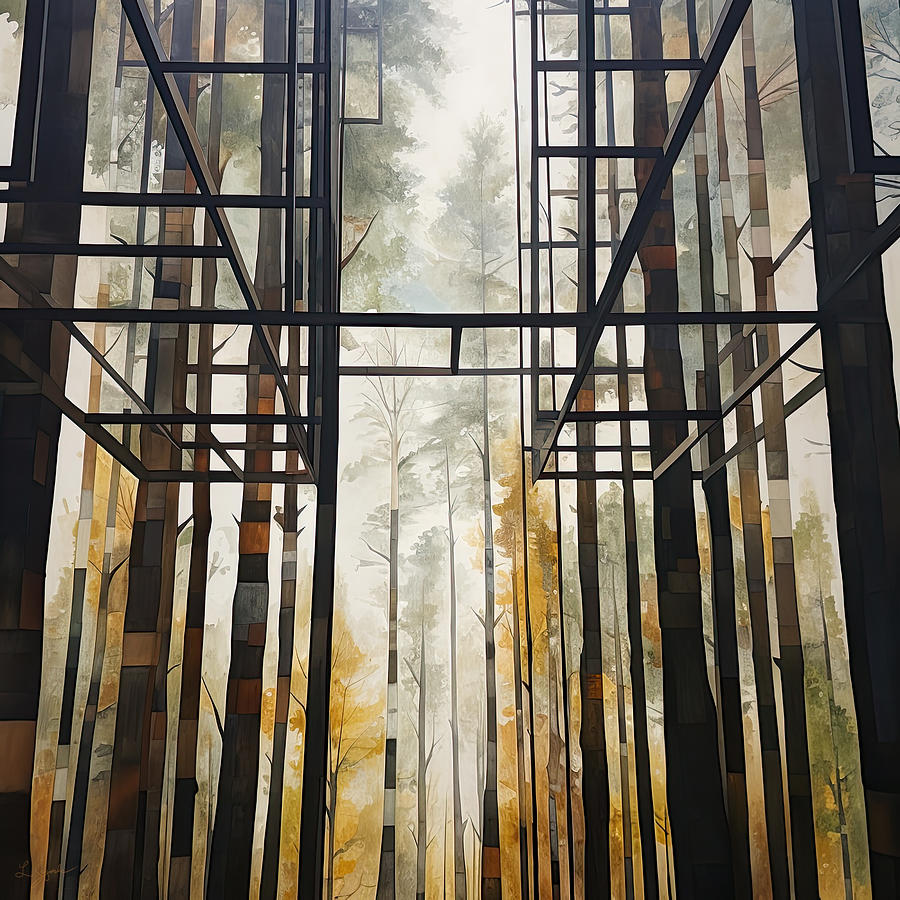 Architecture Painting - Geometric Woodland II - Patterns in Nature Art  by Lourry Legarde